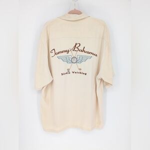 Tommy Bahama Birdie Watching Golf Embroidered 100% Silk Shirt Men XL Button Up